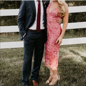 Pink lace midi dress
